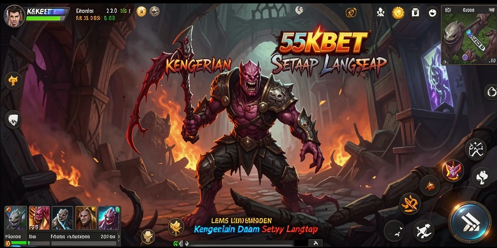 Tampilan gameplay menegangkan dari 55KBET di dunia yang gelap.