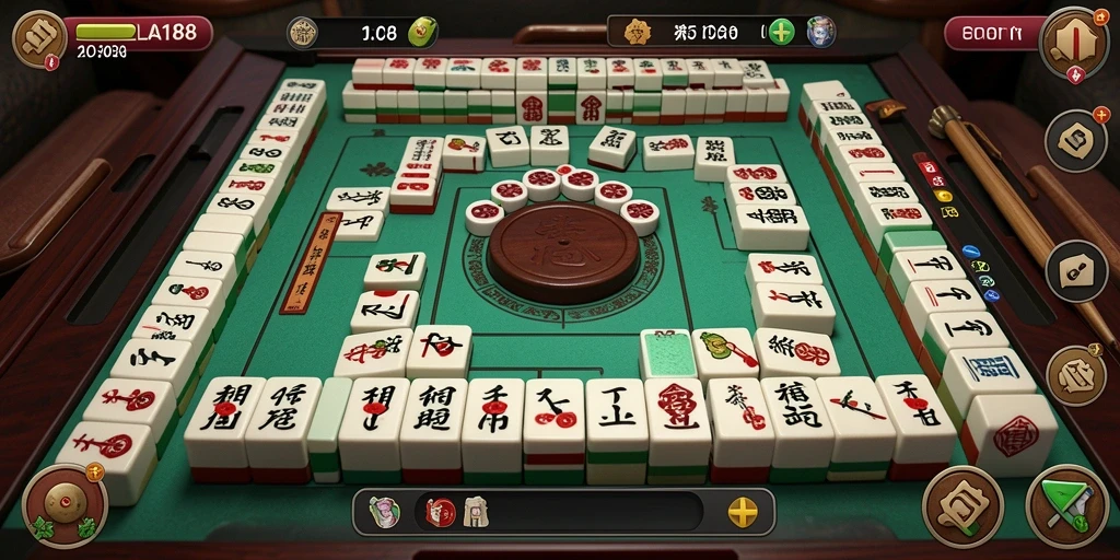Tampilan gameplay seru dari CORLA188 yang menampilkan suasana Mahjong.