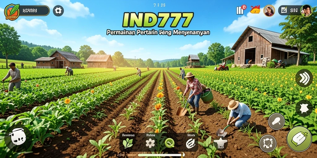 Tampilan gameplay seru di IND777 dengan aktivitas pertanian.