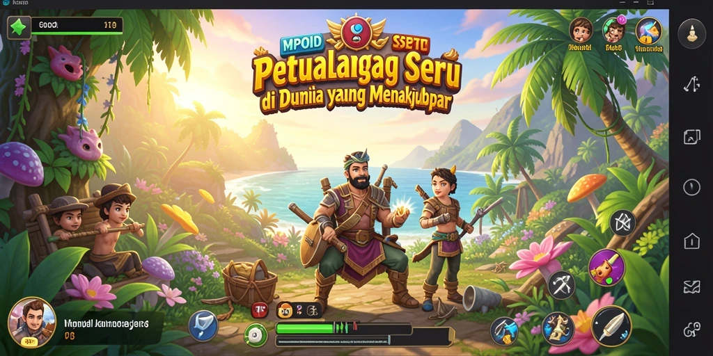 Tampilan screenshot MPOID menunjukkan petualangan seru di dunia yang indah.