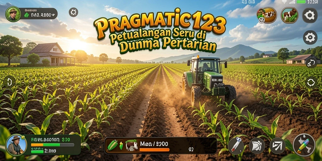 Tampilan gameplay PRAGMATIC123 menampilkan kebun yang subur dan aktivitas bercocok tanam.