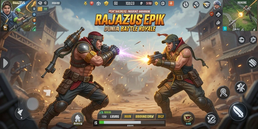 Gameplay RAJAZEUS yang intens dan mengasyikkan dalam pertarungan Battle Royale.