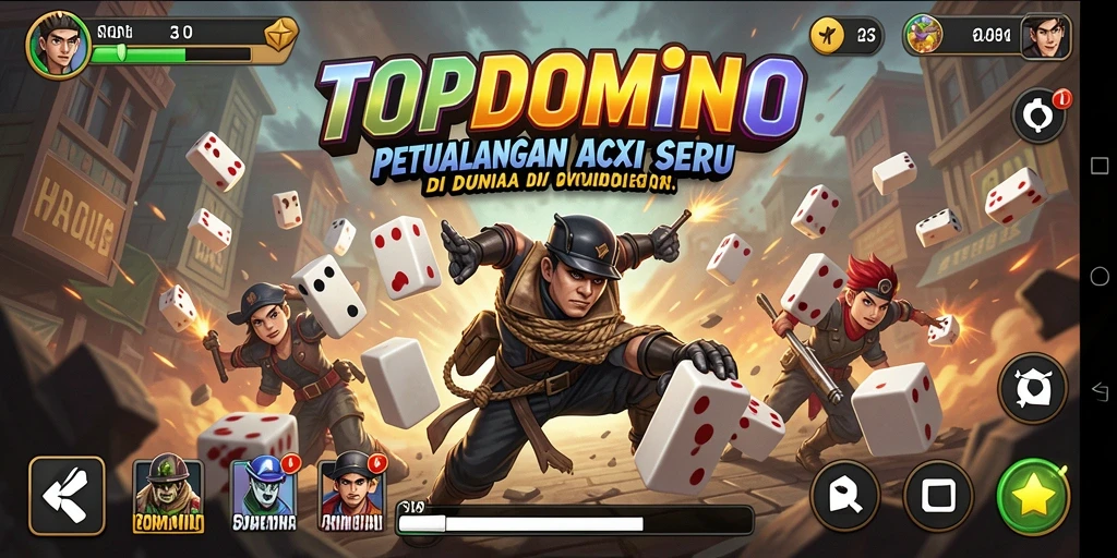 Tampilan gameplay seru dalam TOPDOMINO dengan aksi mendebarkan.